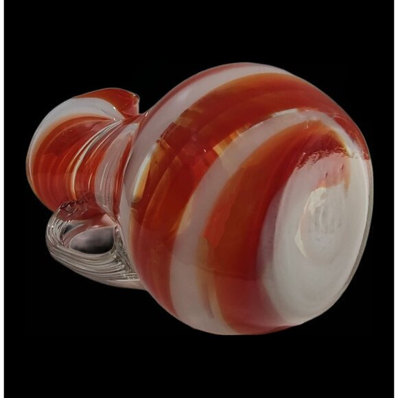 Smith's Old Timer Glass Handblown Red & White Swirl Pitcher Decorative Vase,9.5" - Picture 7 of 12